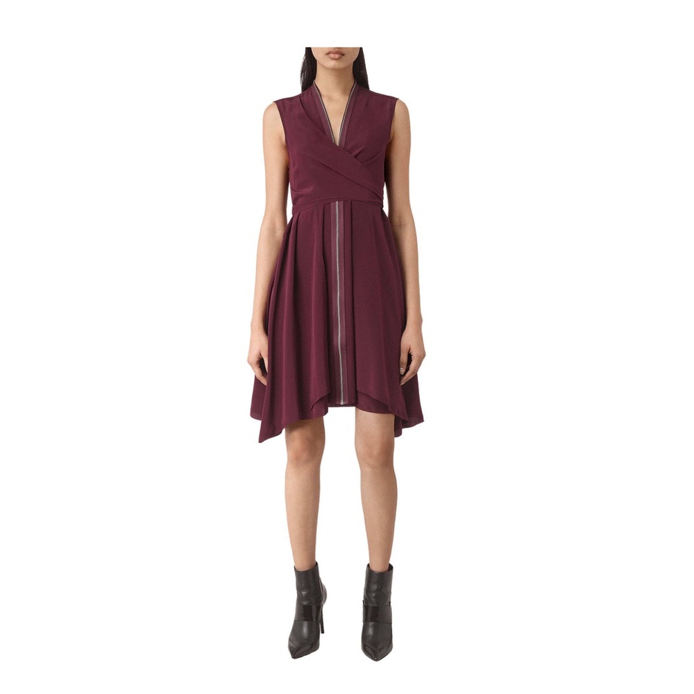 Women’s All Saints Jayda Silk zipper wrap dress